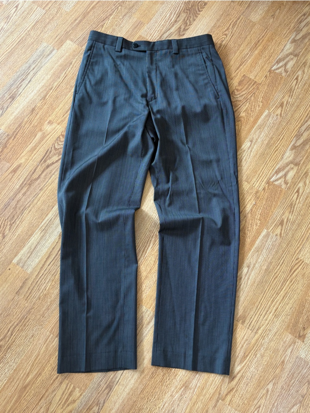 Zanella Super 110s Pinstripe Flat Front Trousers 33x32